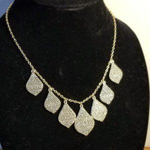 INC Gold Teardrop Necklace with Crystals NWOT